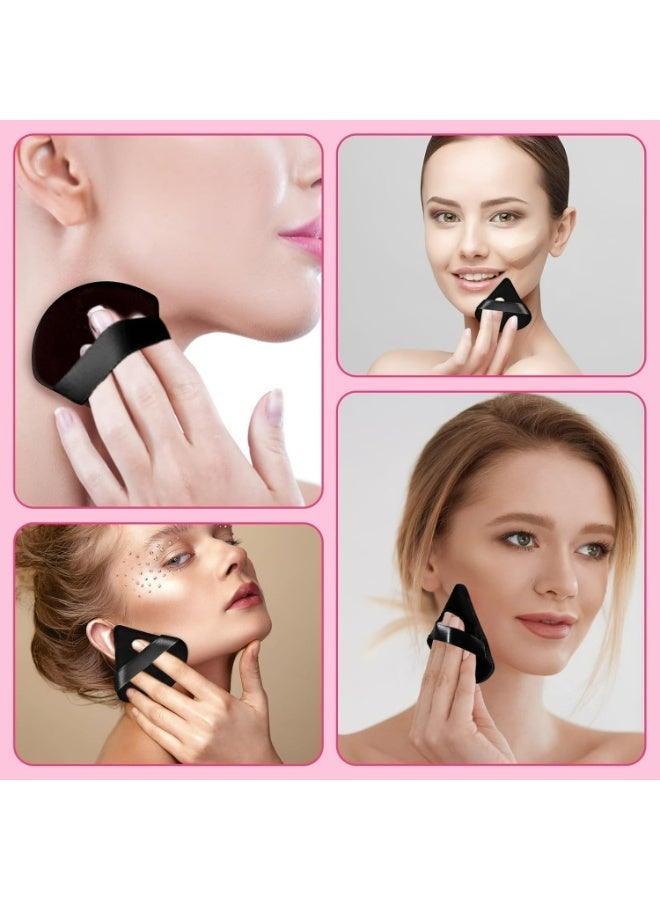 Kanza 12 Pcs Triangle Powder Puff Set with Storage Box Pure Cotton Makeup Sponge Set Velour Powder Puff Soft Powder Puff for Face and Body Powder Cosmetic Foundation Sponge for Undereye Setting Face Makeup Puff Black - Image 4